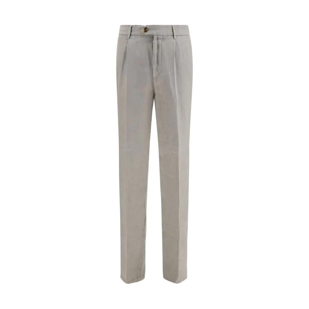 Brunello Cucinelli Gray Linen Casual Pants