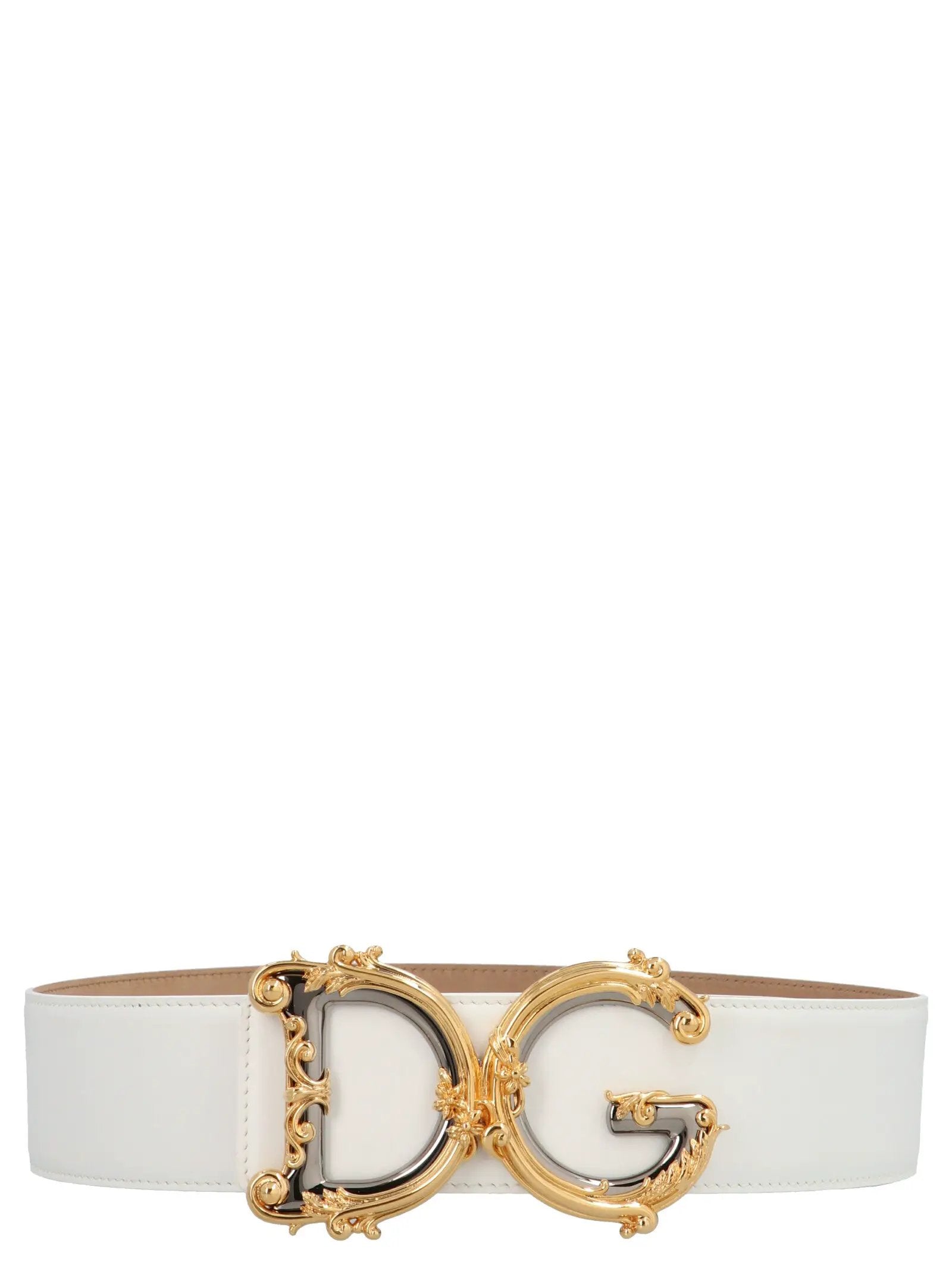 Dolce & Gabbana White Calfskin High-Waist Belt