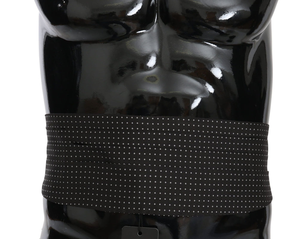 Dolce & Gabbana Dark Gray Dotted Waist Belt Silk Cummerbund
