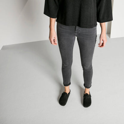 Unisex Boston Shearling Suede Leather Black Medium/Narrow