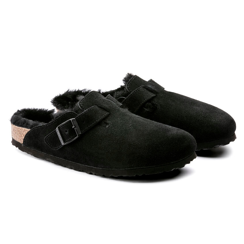 Unisex Boston Shearling Suede Leather Black Medium/Narrow