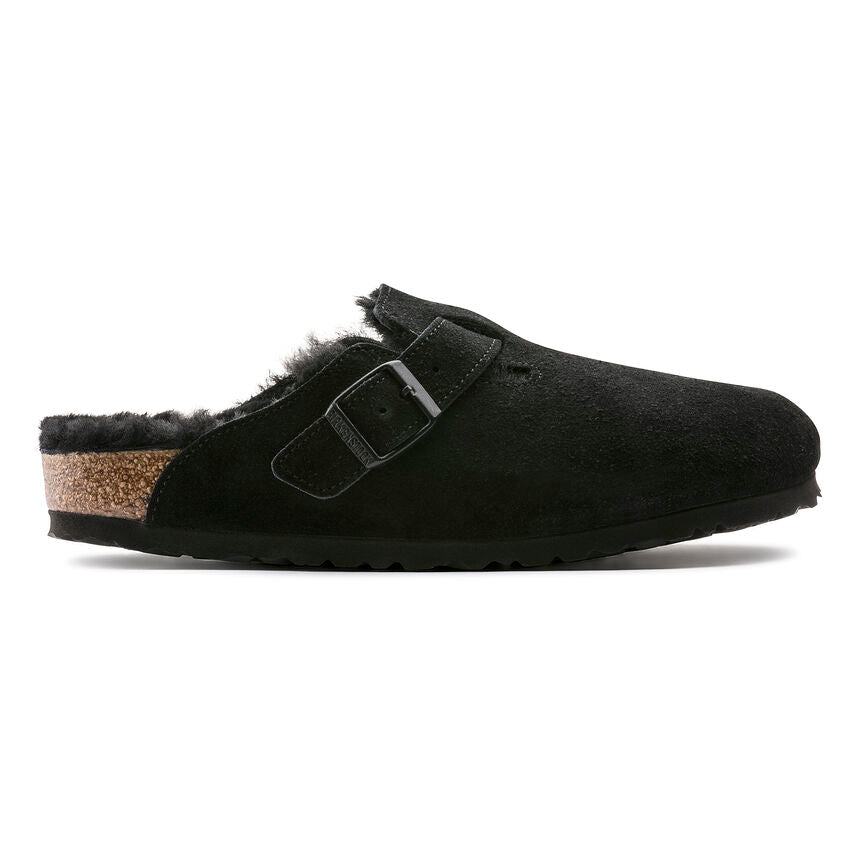 Unisex Boston Shearling Suede Leather Black Medium/Narrow