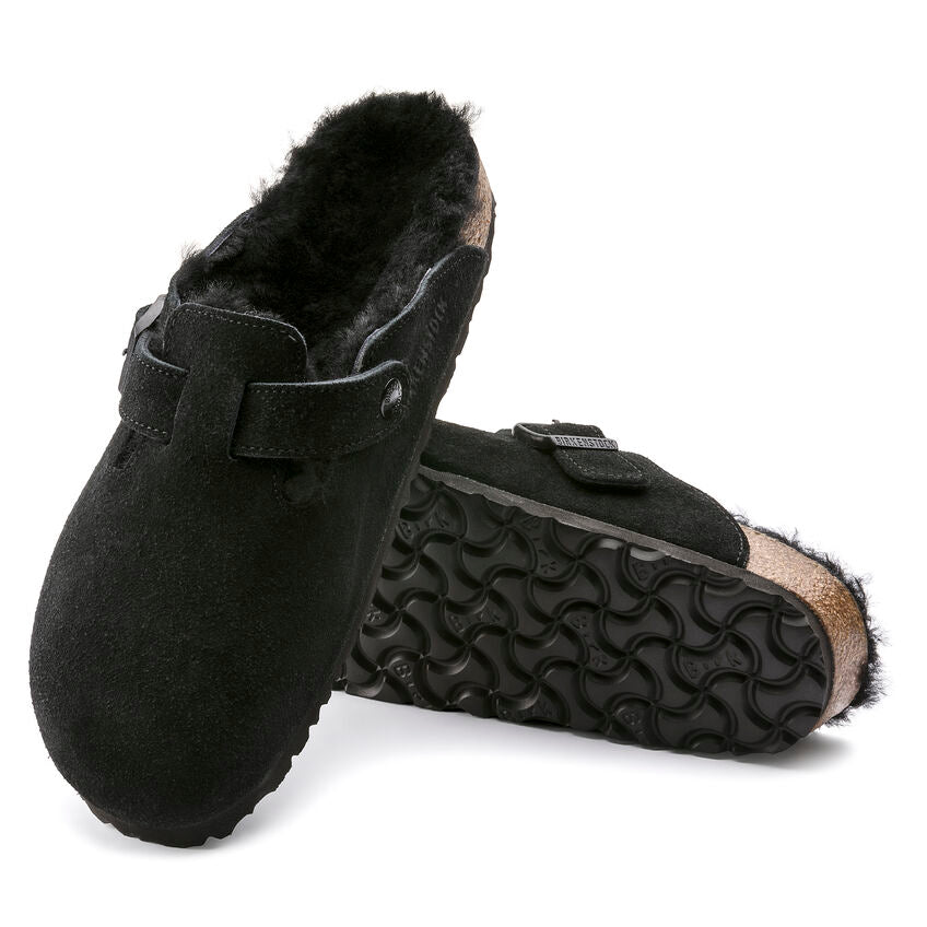 Unisex Boston Shearling Suede Leather Black Medium/Narrow