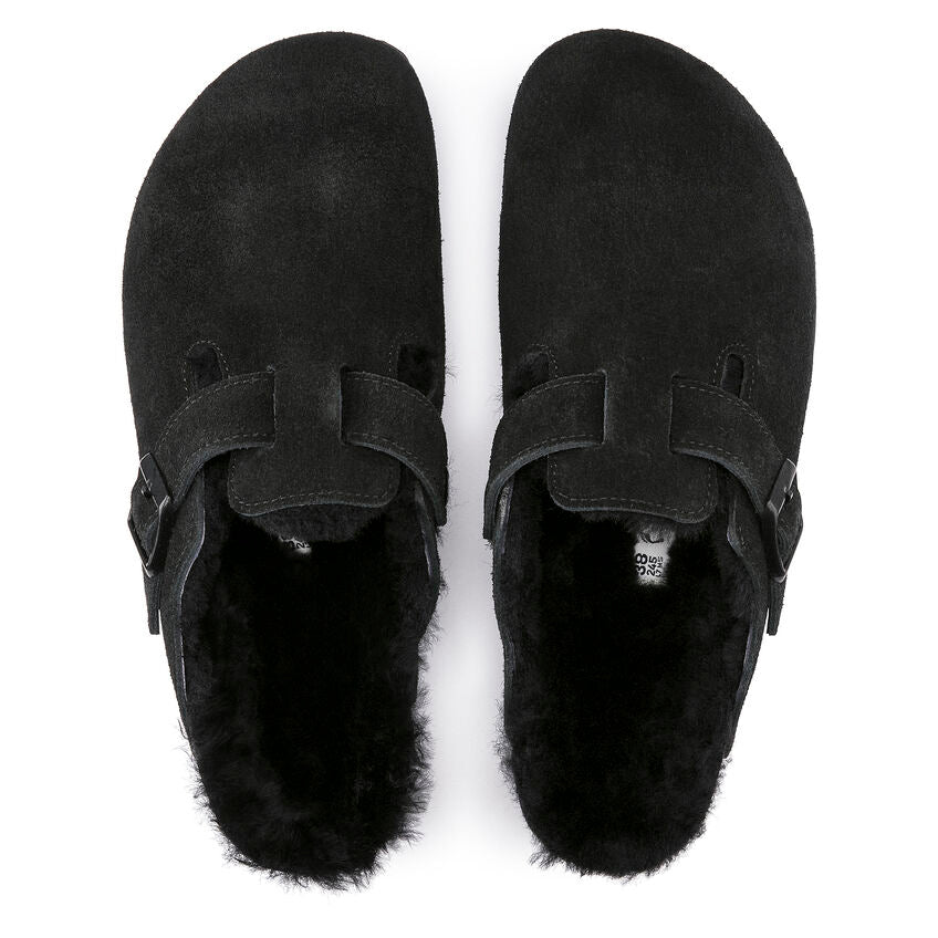 Unisex Boston Shearling Suede Leather Black Medium/Narrow