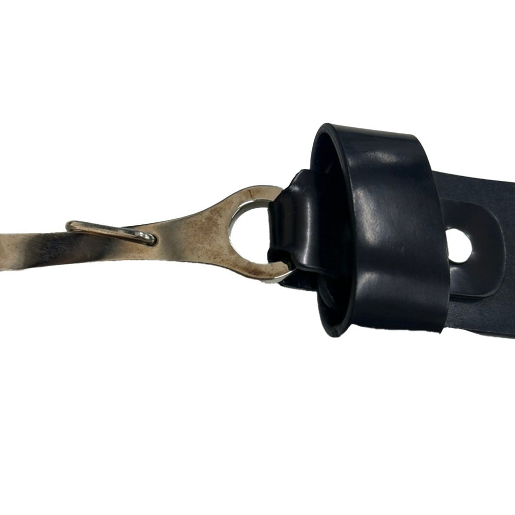 Celine Pelican Hook Buckle Leather Belt Black 30 75