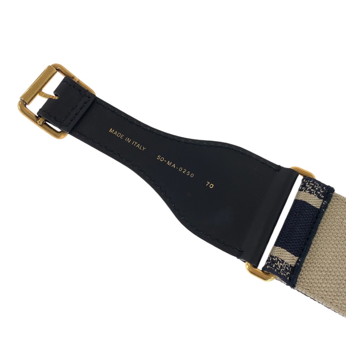 Dior Black Navy Gold Leather 50 MA Belt
