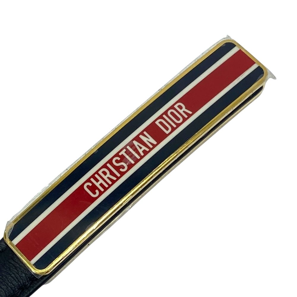 Dior Belt Slim Logo Leather Black Red Gold