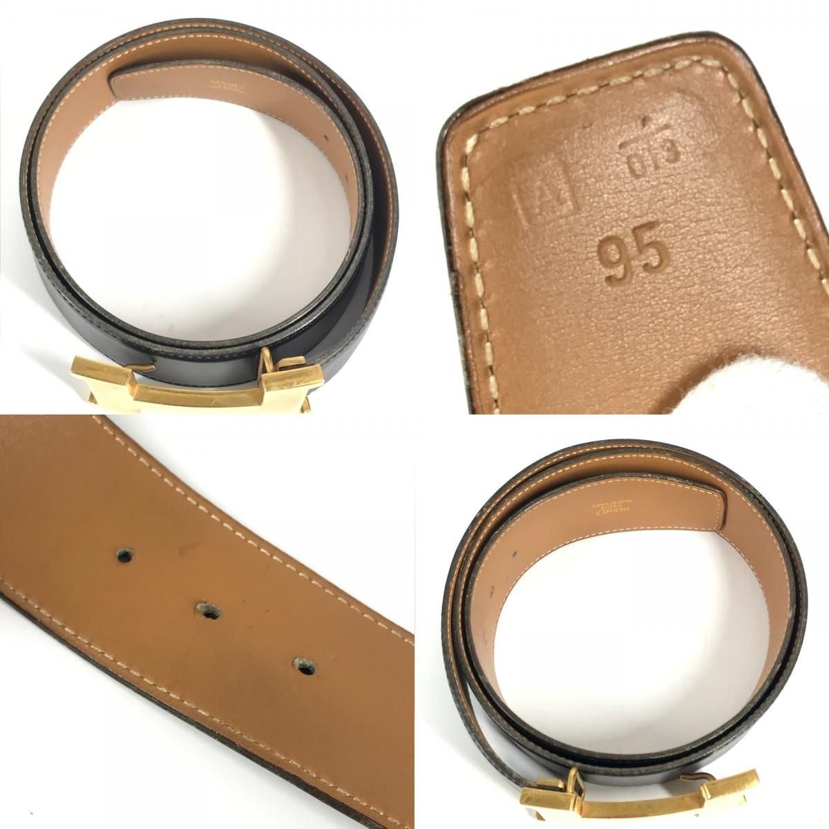 Hermes Belt Hhardware Big Logo Constance Leather Black