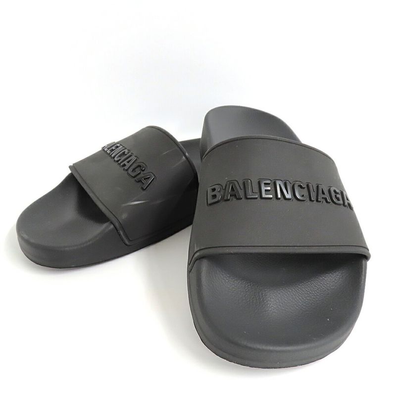 Balenciaga Pull Slide Rubber Sandals Black