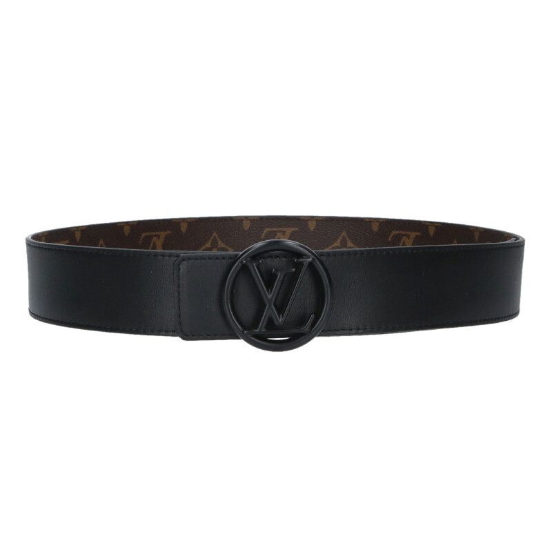 Louis Vuitton Ceinture Logo Circle Buckle Monogram Leather Belt 85 Brown Black