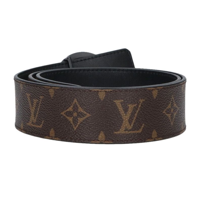 Louis Vuitton Ceinture Logo Circle Buckle Monogram Leather Belt 85 Brown Black