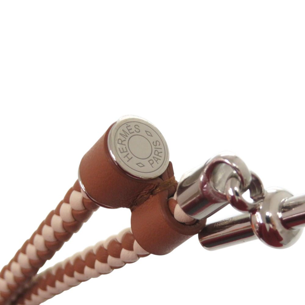 Hermes Glenan Leather Metal Brown White