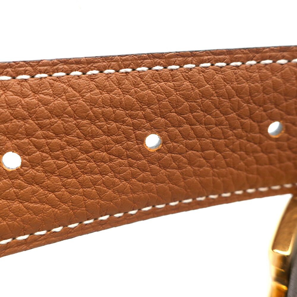 Hermes Belt Buckle Leather 95 Black Gold