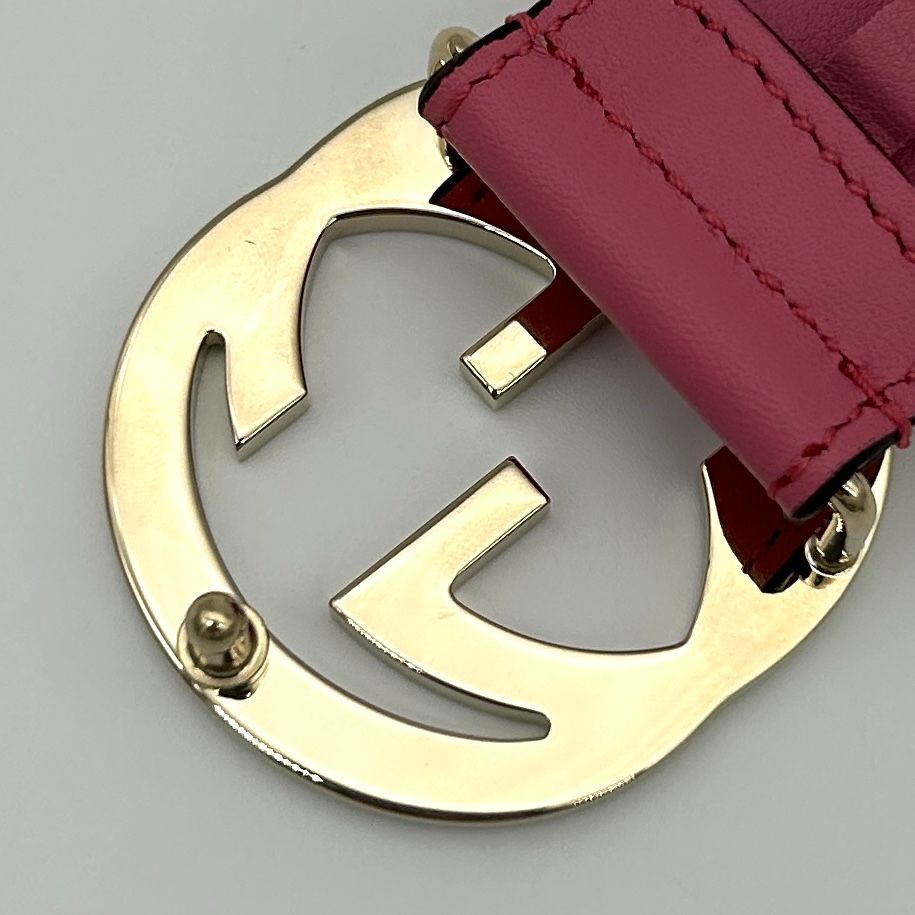 Gucci Belt Interlocking Leather Metal Pink Light Togo