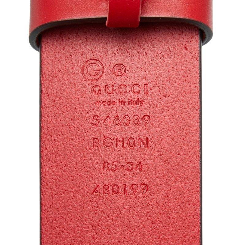Gucci Interlocking Logo Belt Red Leather