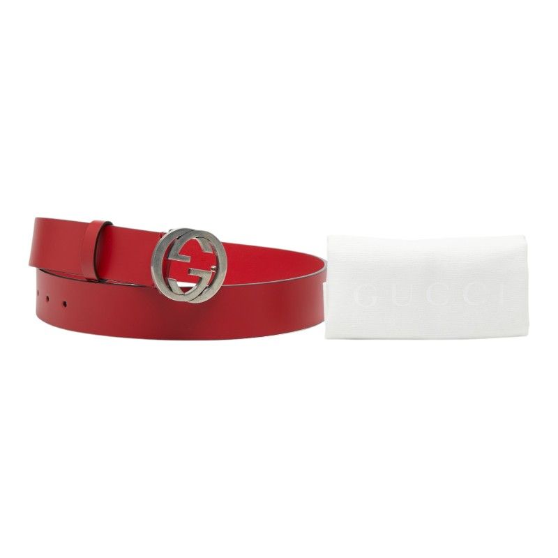 Gucci Interlocking Logo Belt Red Leather