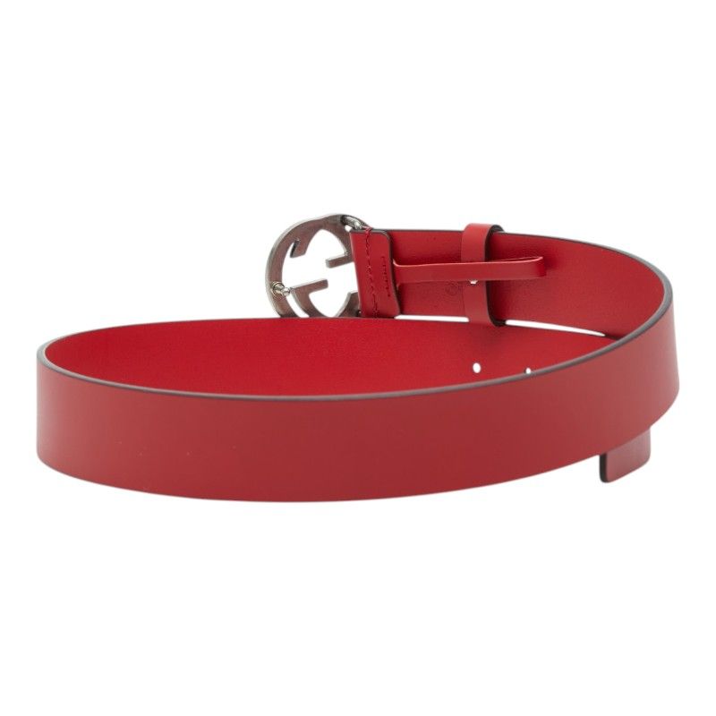Gucci Interlocking Logo Belt Red Leather