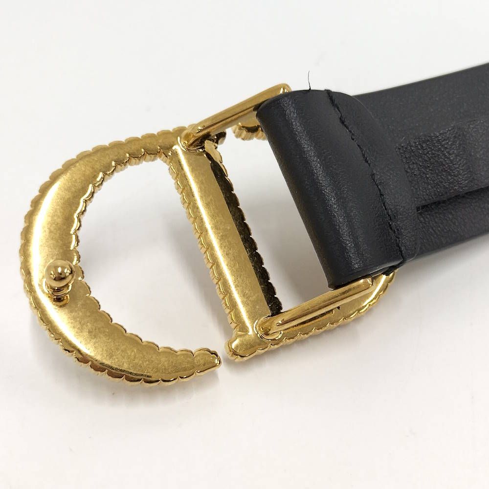 Dior Belt Logo Rhinestone Leather Black List 75