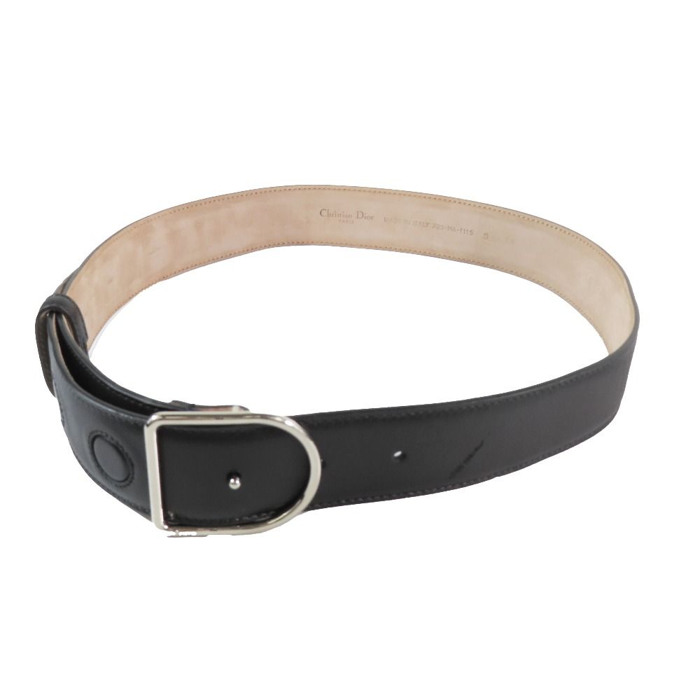 Dior Dlogo Buckle Leather Belt Black Silver