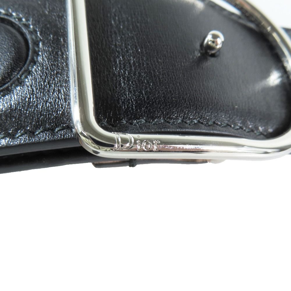 Dior Dlogo Buckle Leather Belt Black Silver