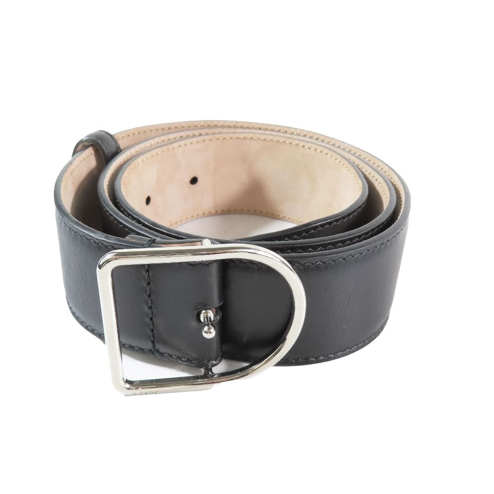 Dior Dlogo Buckle Leather Belt Black Silver