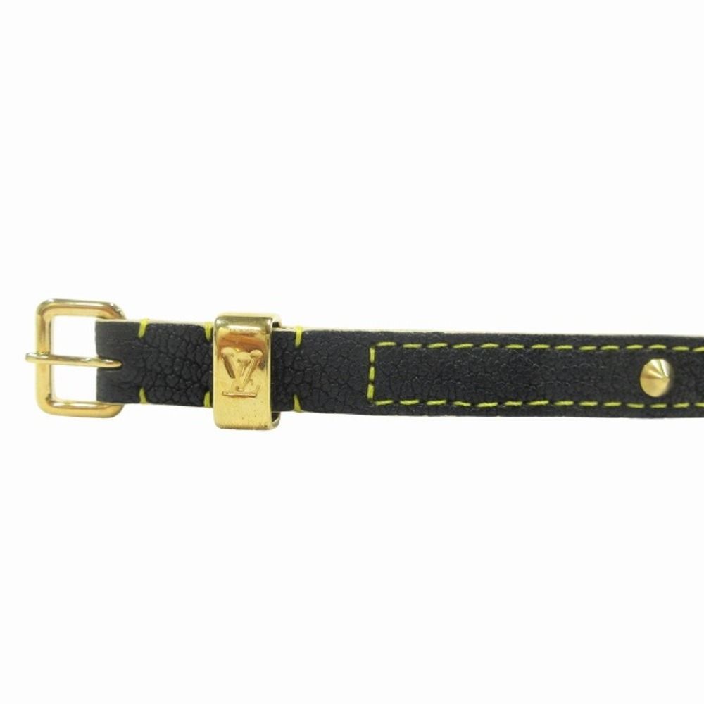 Louis Vuitton Suhali Ceinture Double Tour Leather Belt Studded Narrow-S Black