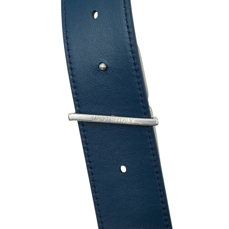 Dior Blue Galaxy Reversible Belt Logo Buckle Navy Leather