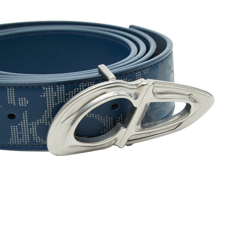 Dior Blue Galaxy Reversible Belt Logo Buckle Navy Leather