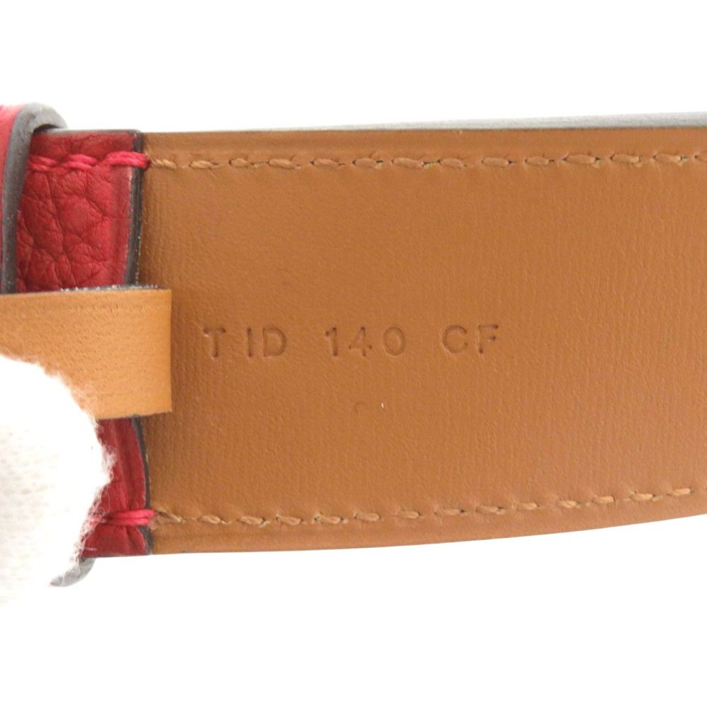 Hermes Etriviere Leather Red Silver Belt
