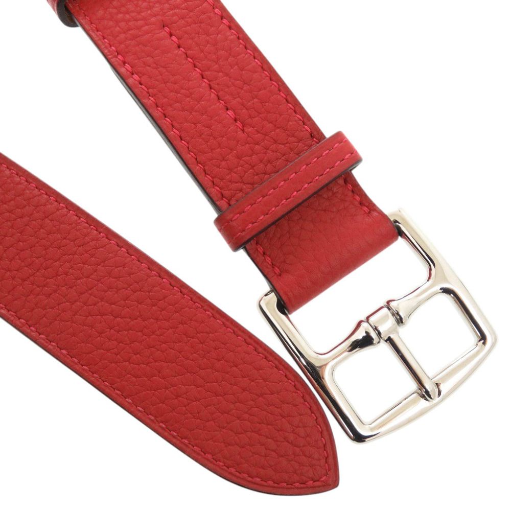 Hermes Etriviere Leather Red Silver Belt