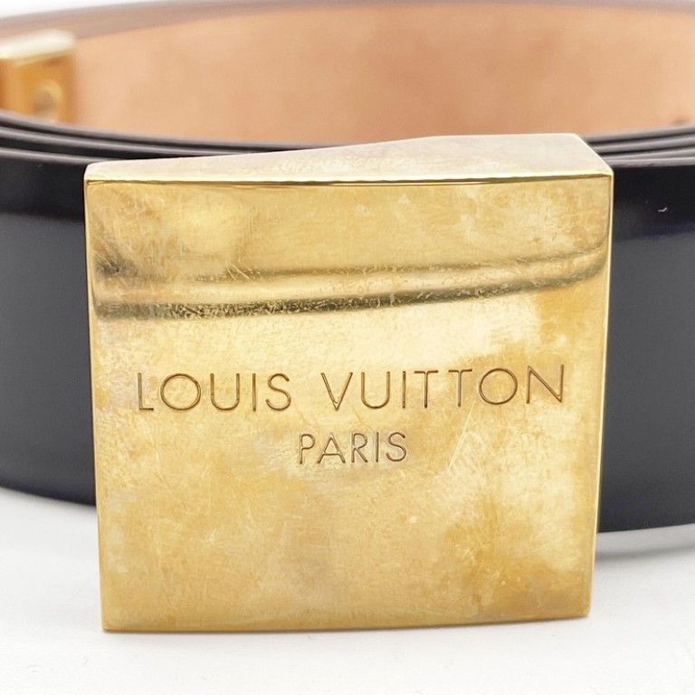 Louis Vuitton Belt Ceinture Carre Brown Leather Gold