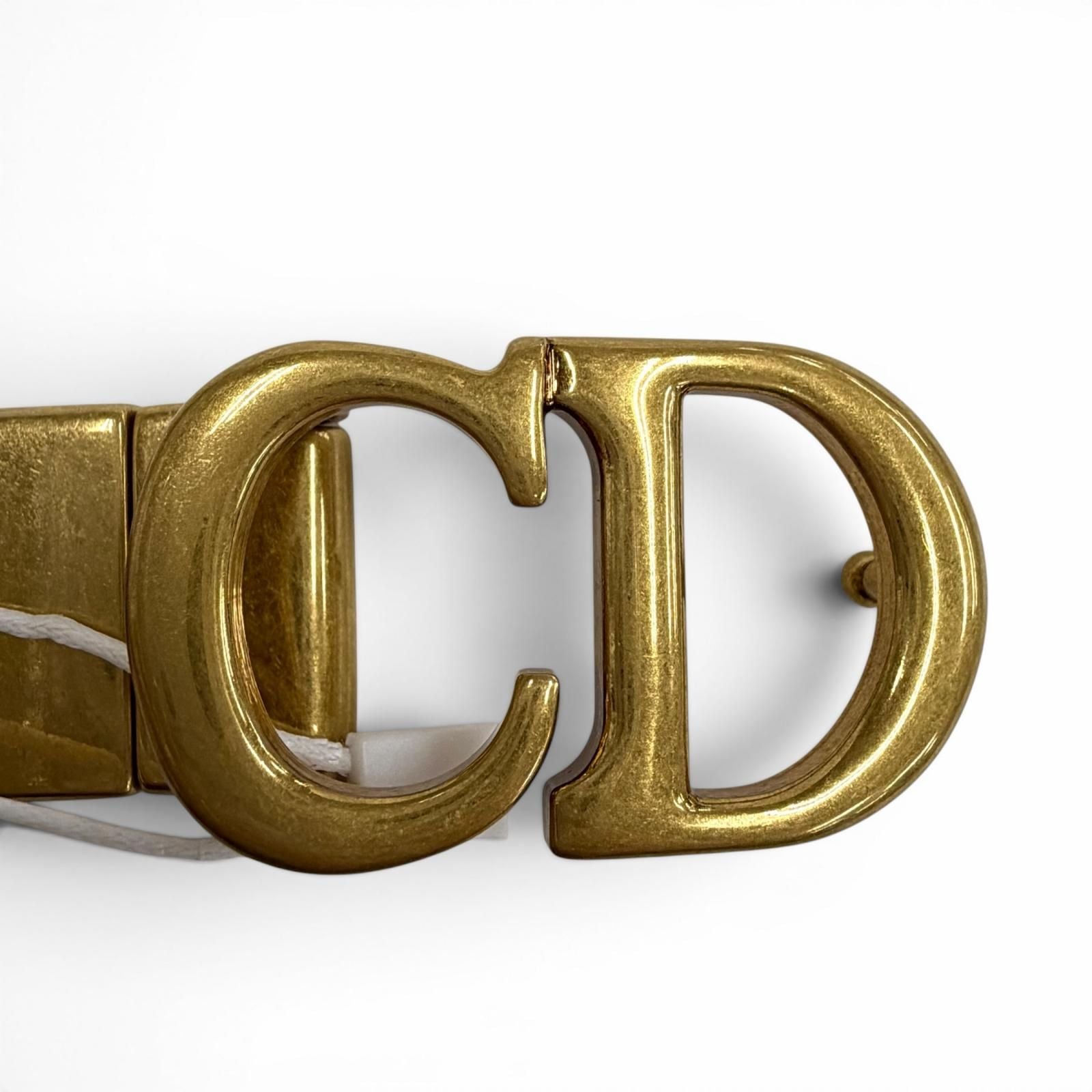 Dior Reversible CD Logo Buckle Leather Belt Black White Gold 85