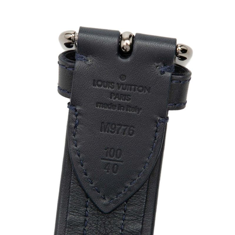 Louis Vuitton 100 40 Navy Gray Leather Suede Belt