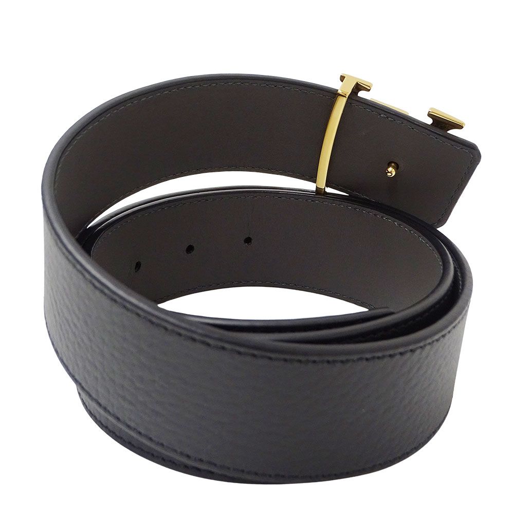 Louis Vuitton Belt Calfskin LV Damier 40 mm Reversible Black Gold 85 34 Logo