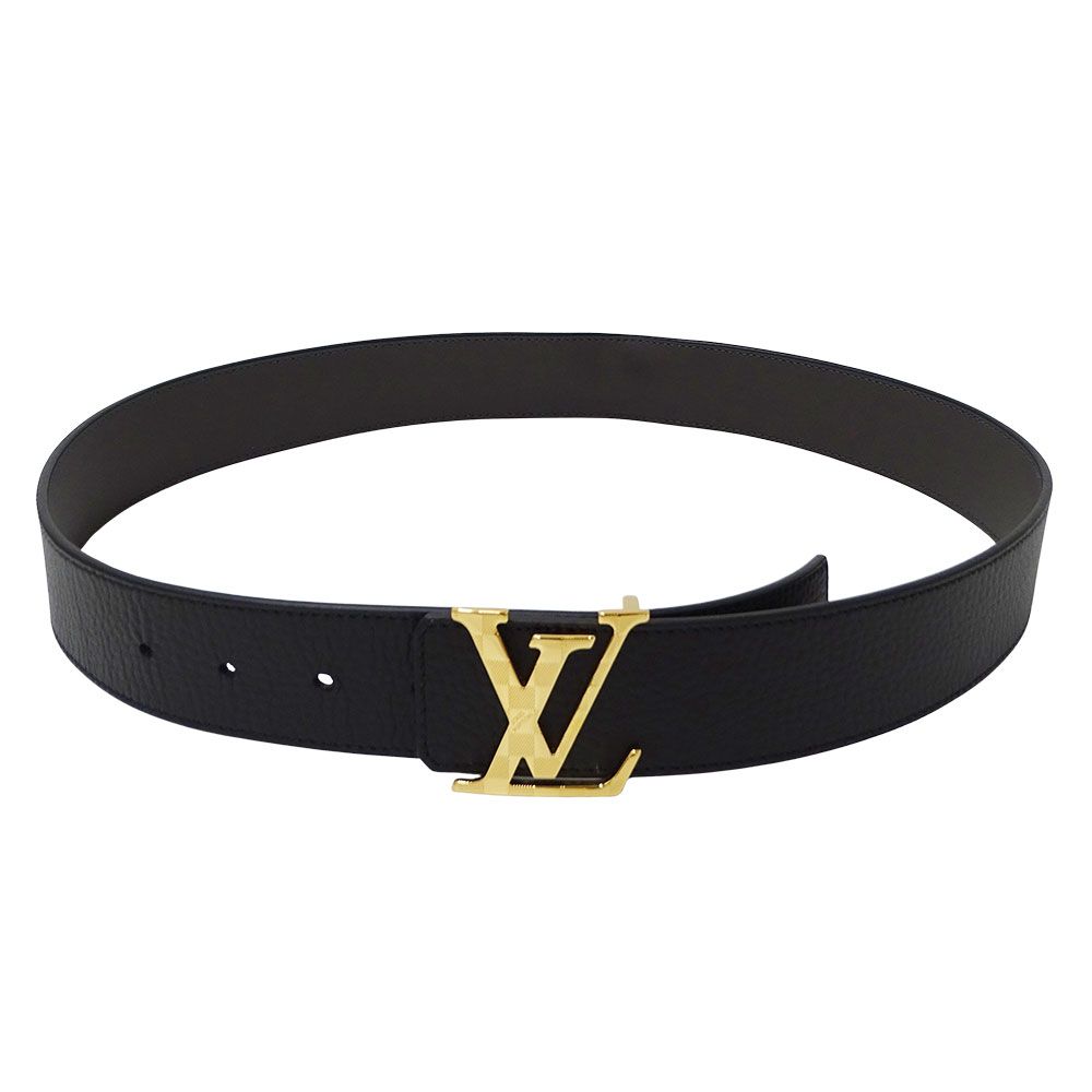 Louis Vuitton Belt Calfskin LV Damier 40 mm Reversible Black Gold 85 34 Logo