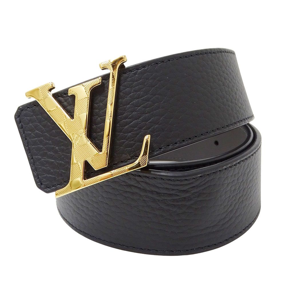 Louis Vuitton Belt Calfskin LV Damier 40 mm Reversible Black Gold 85 34 Logo