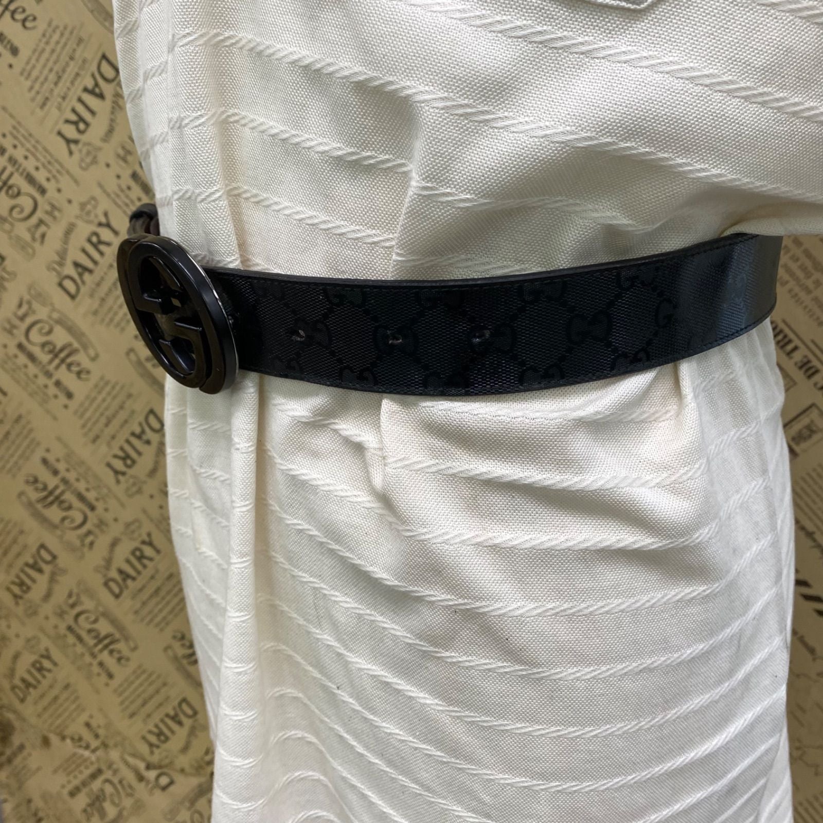 Gucci Leather Belt GG Marmont Supreme Black