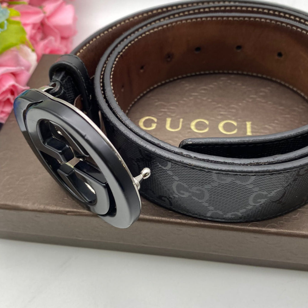 Gucci Leather Belt GG Marmont Supreme Black