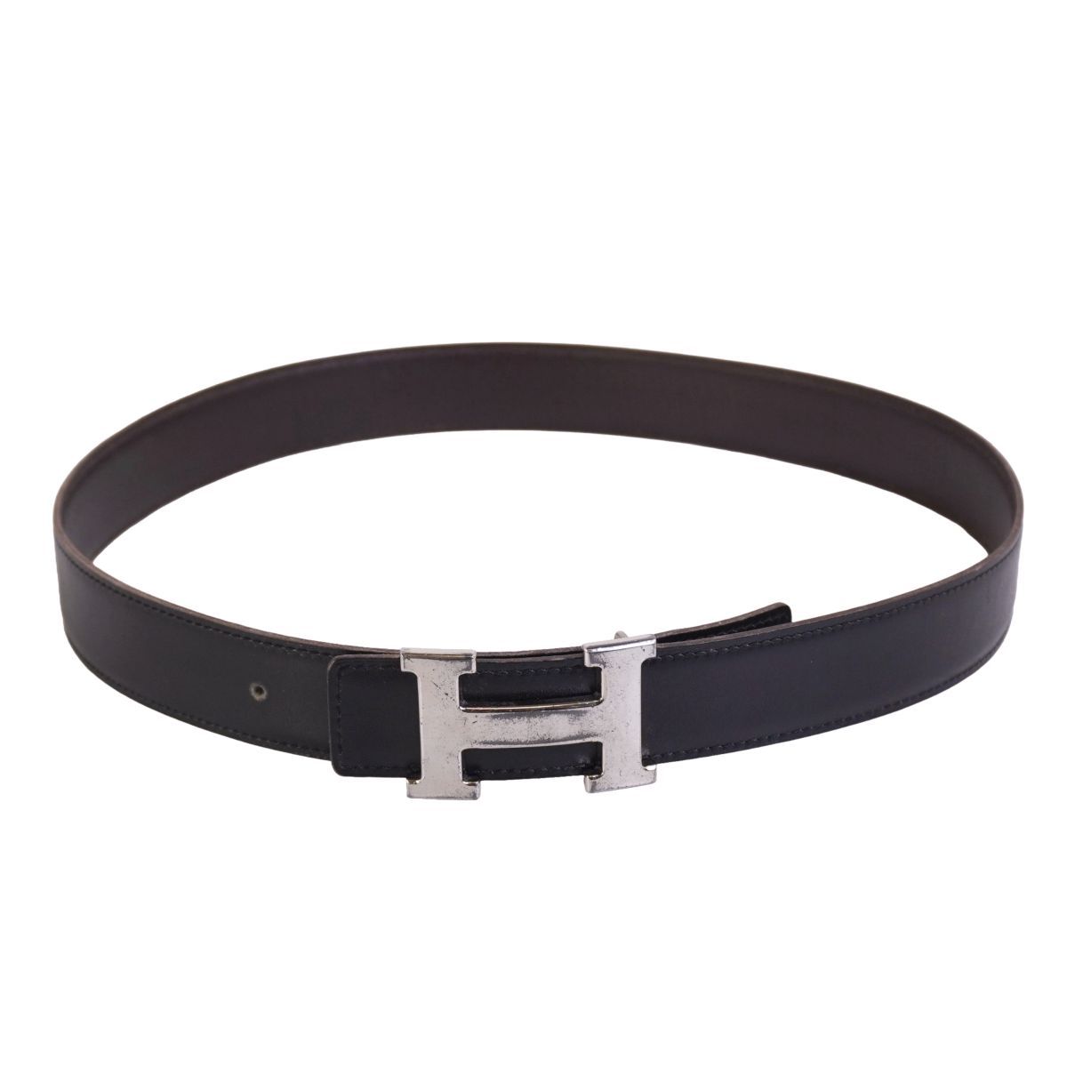 Hermes Belt Leather Constance Logo Silver