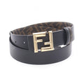 Fendi Belt FF Logo Gold Reversible Black Leather