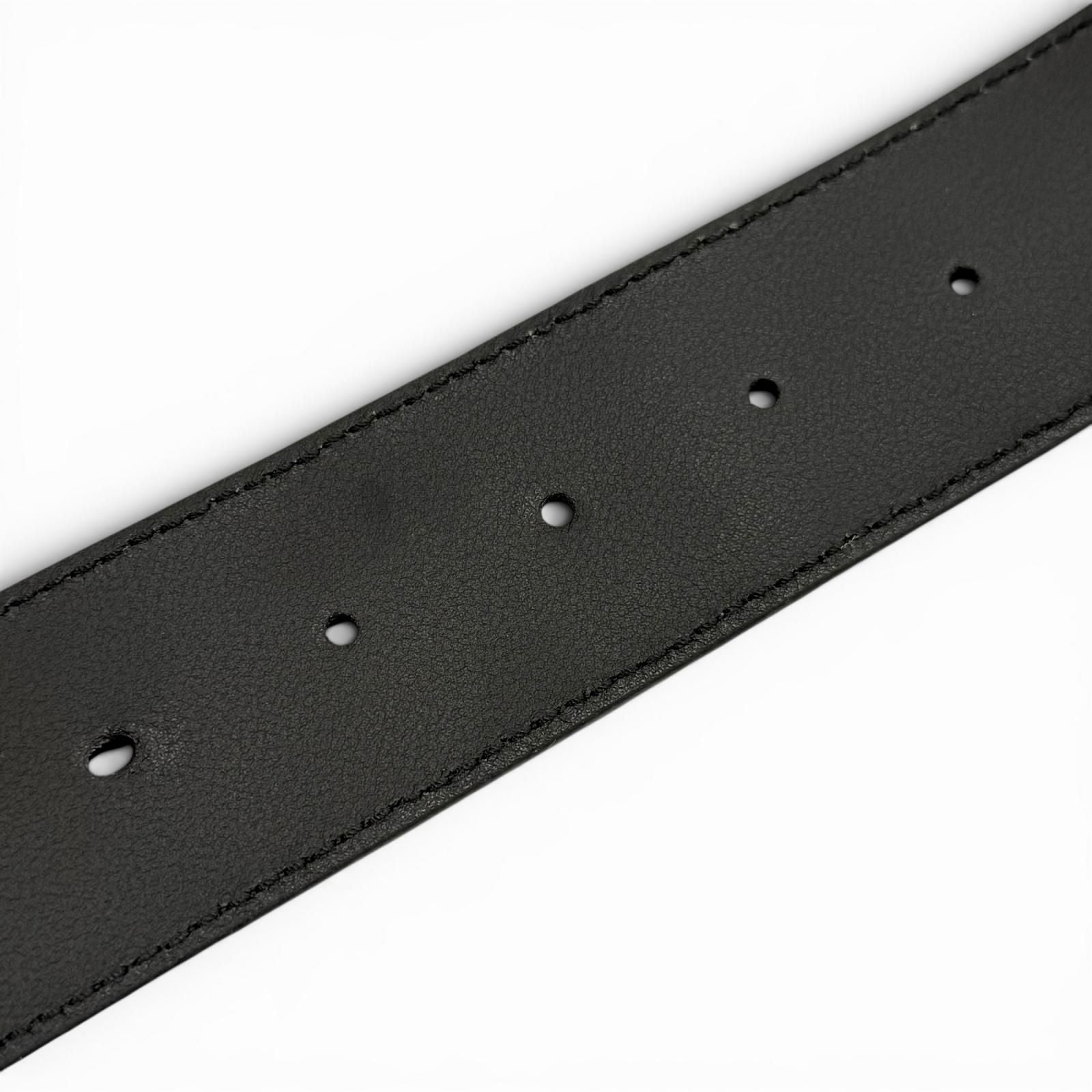 Gucci Leather GG Pattern Interlocking Buckle Wide Belt Black Silver