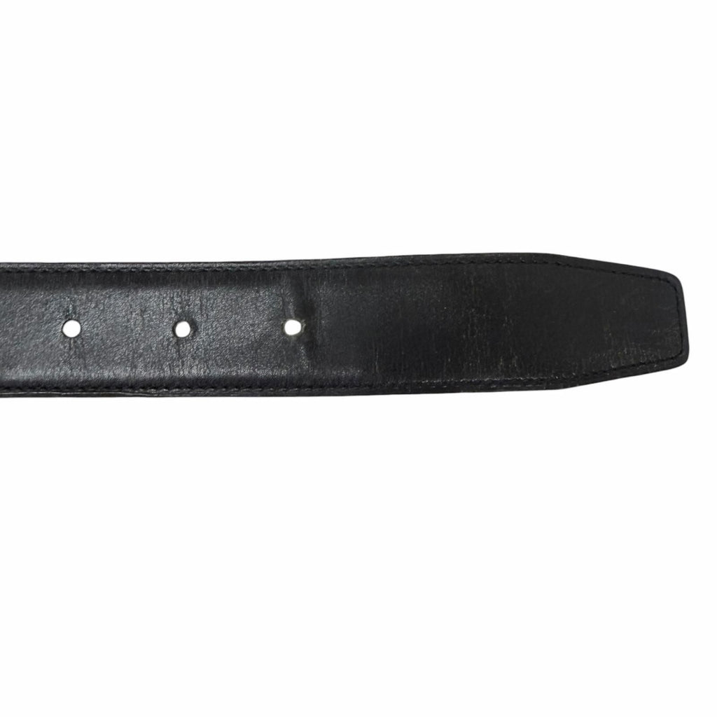 Hermes Toareg Silver Buckle Leather Belt Black 75