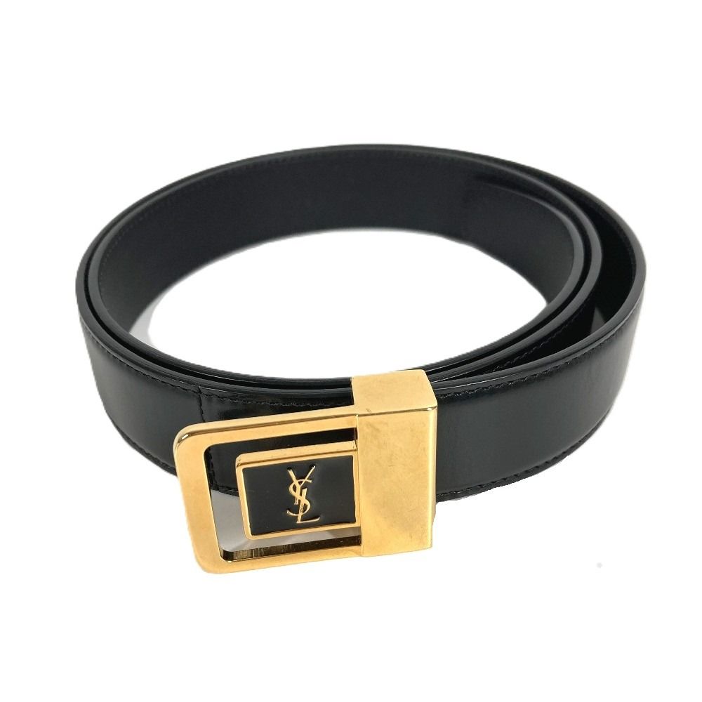 Saint Laurent Paris Belt Logo la 66 Buckle Leather Black