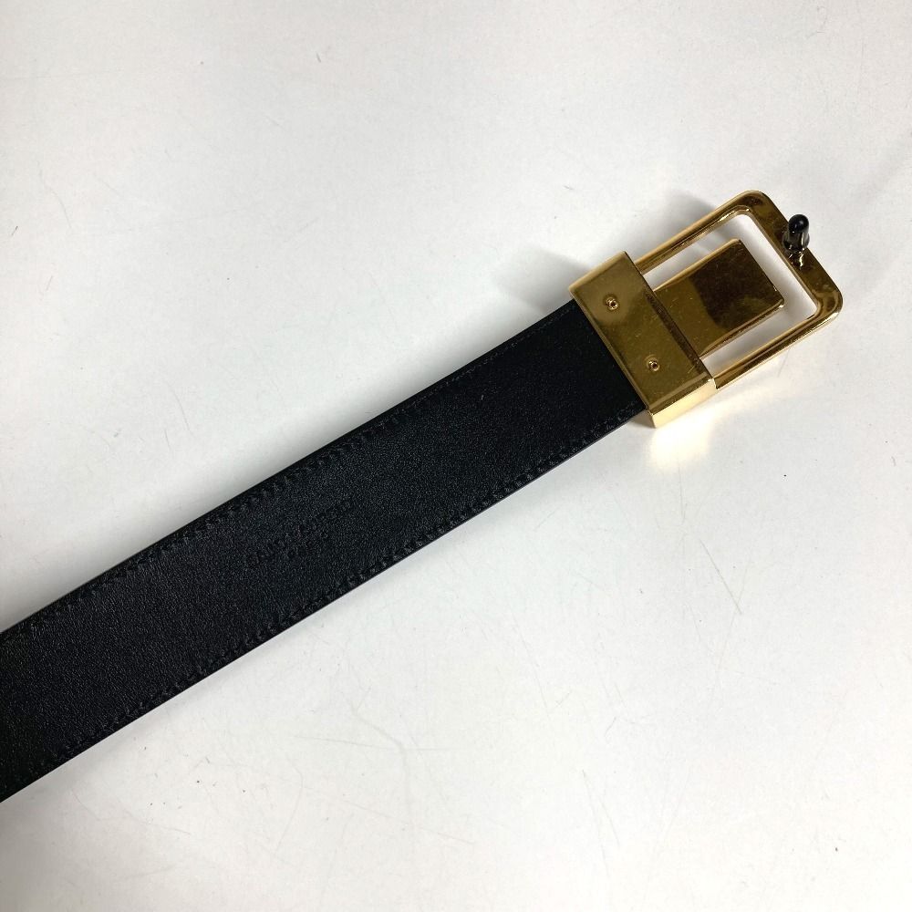 Saint Laurent Paris Belt Logo la 66 Buckle Leather Black