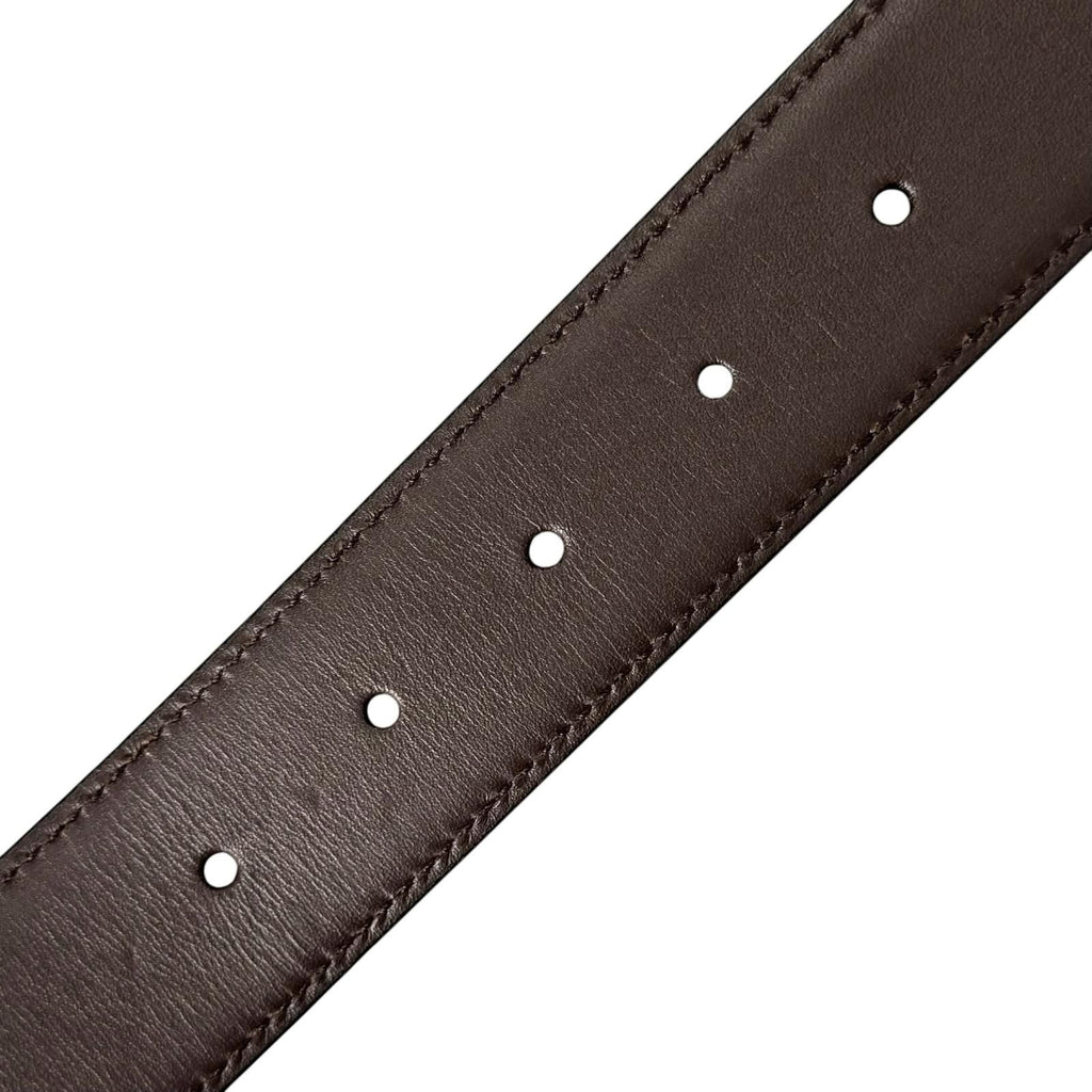 Gucci Square Leather Brown Black Belt Silver