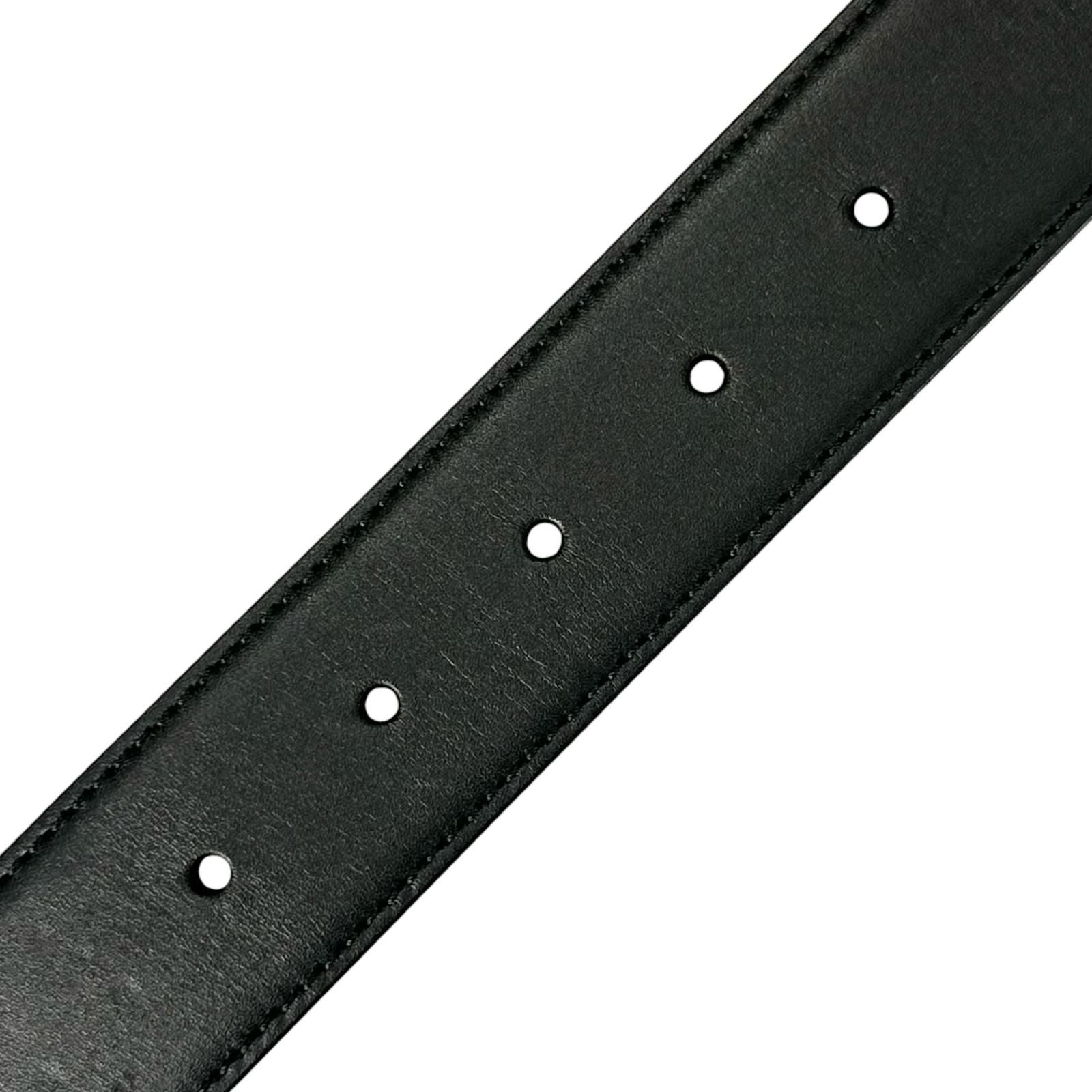Gucci Square Leather Brown Black Belt Silver