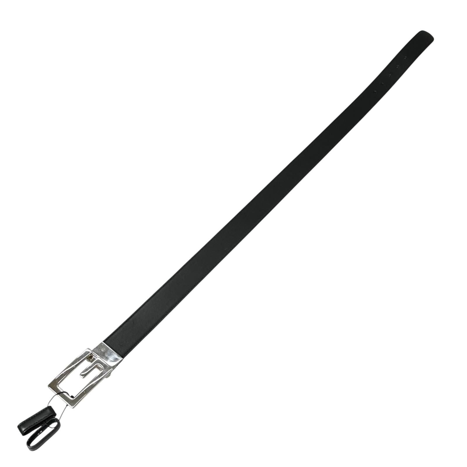 Gucci Square Leather Brown Black Belt Silver