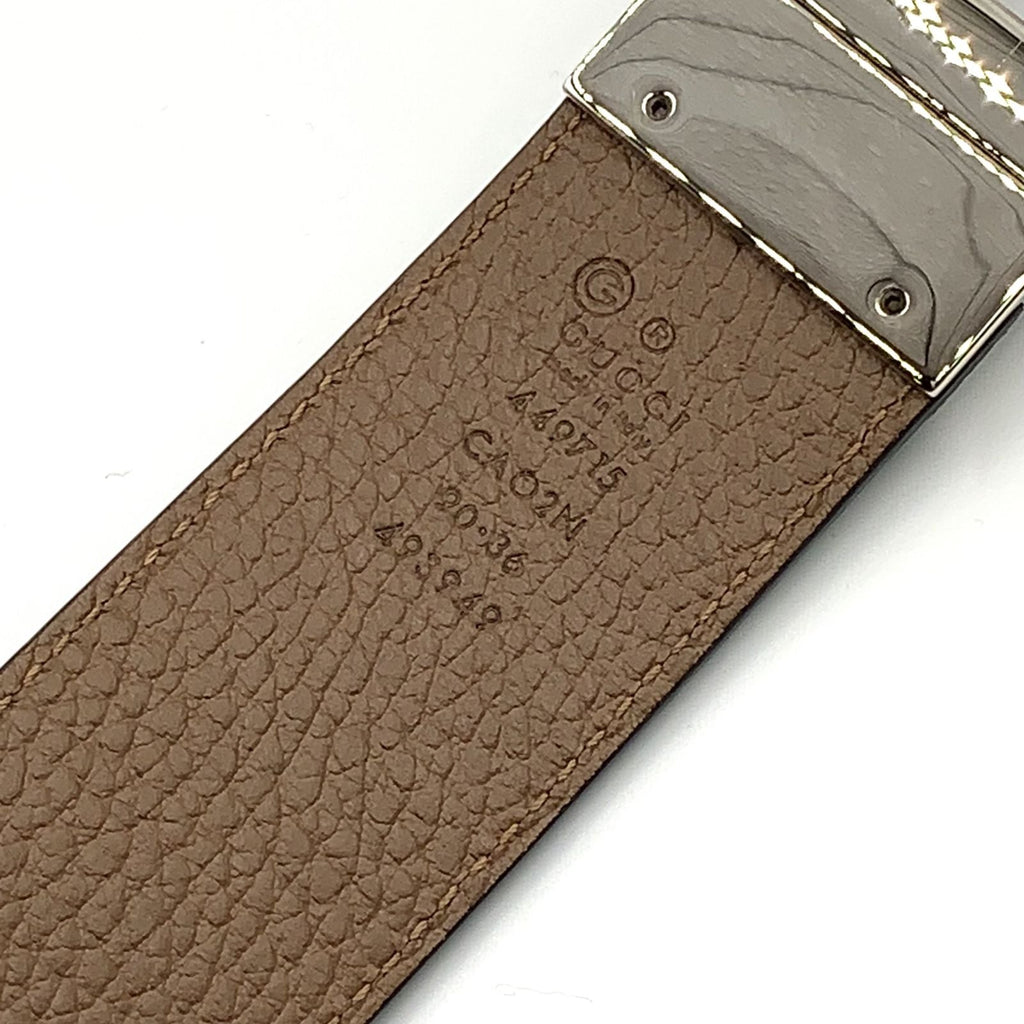 Gucci Interlocking Reversible Leather Brown Black Belt Silver