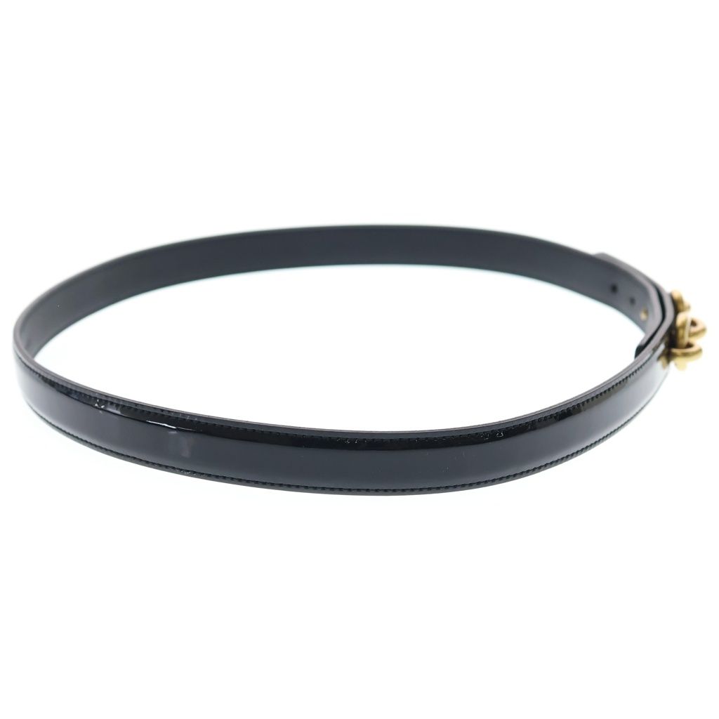 Saint Laurent Paris Maillon Leather Belt Black Patent Gold