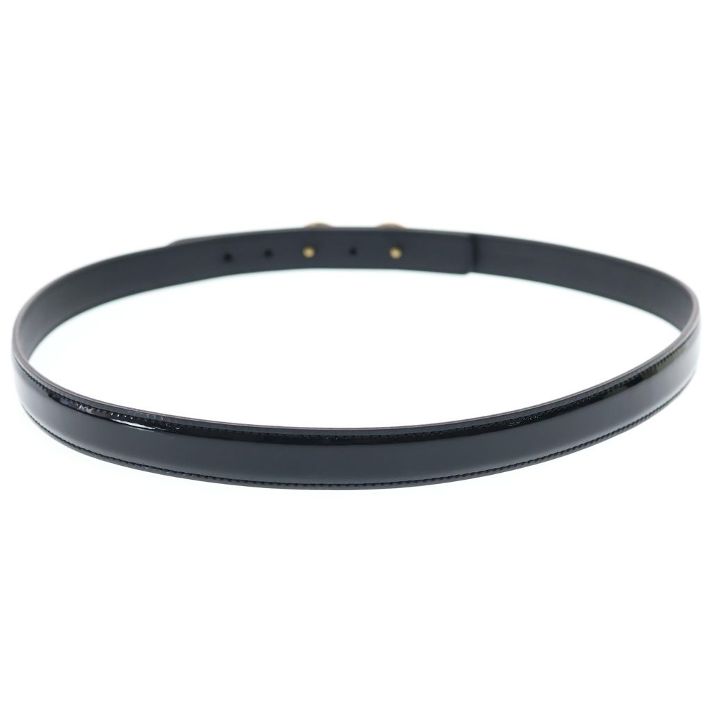 Saint Laurent Paris Maillon Leather Belt Black Patent Gold